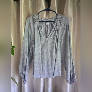 Old Navy Navy and White Striped Peasant Top